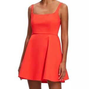 Theory Flared Square Neck Mini Dress
